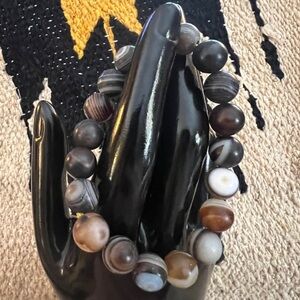 ❤️ Incredible Botswana Agate Stretch Bracelet 10.5mm Adjustable 29 Gm